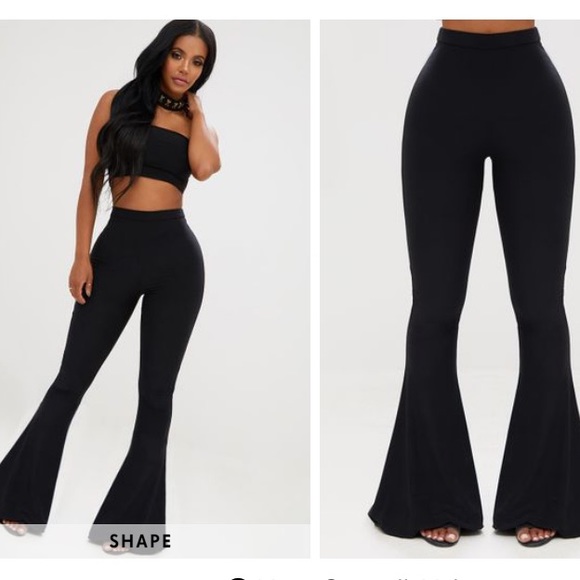 black slinky flared trousers